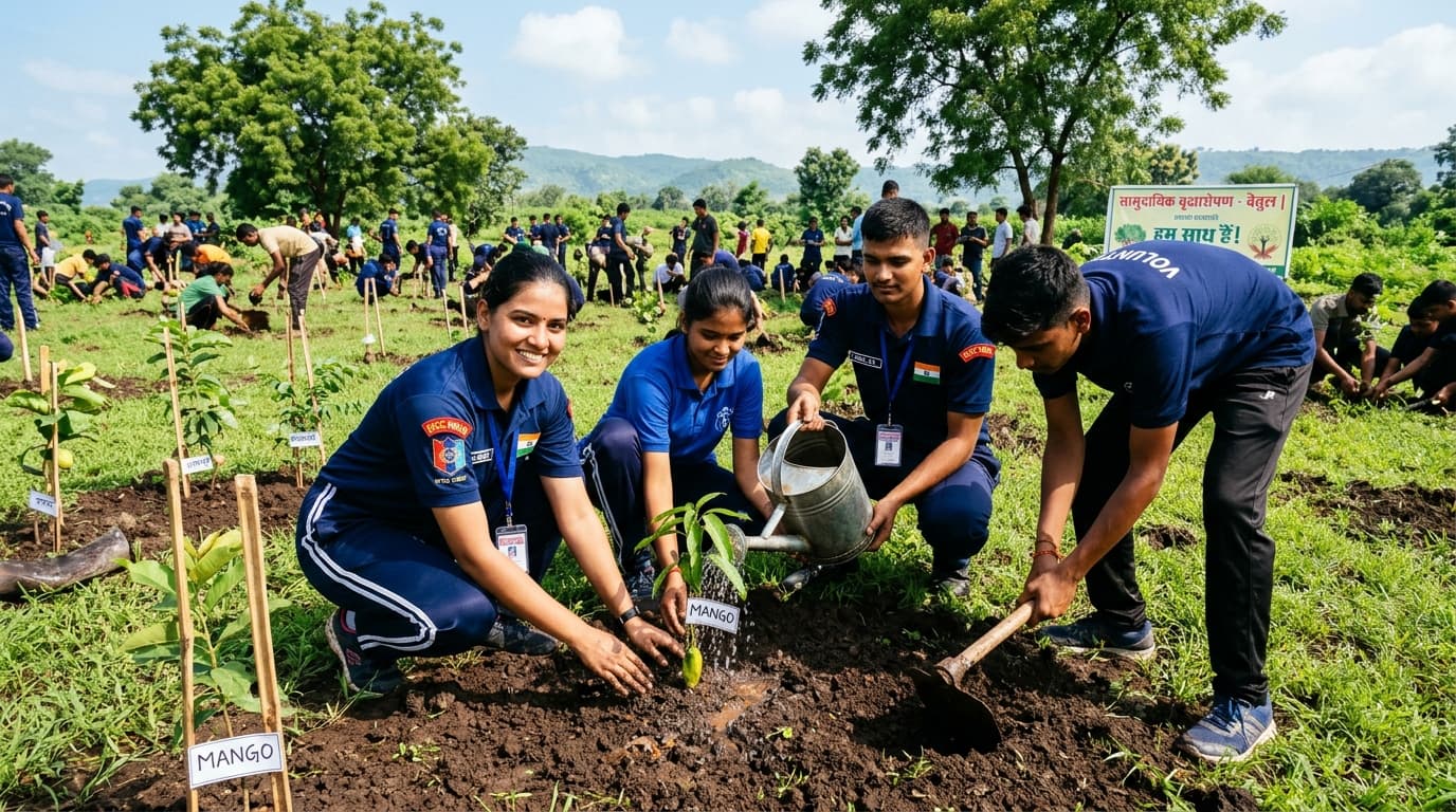 Green Betul Campaign: 500+ Fruit & Shade Trees Planted by Academy Cadets